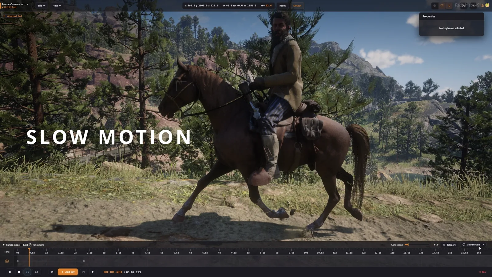 Slow-motion timeline and speed controls